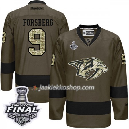 Miehille NHL Nashville Predators Pelipaita Filip Forsberg 9 Adidas 2017-2018 Camo Green 2017 Stanley Cup Final Authentic